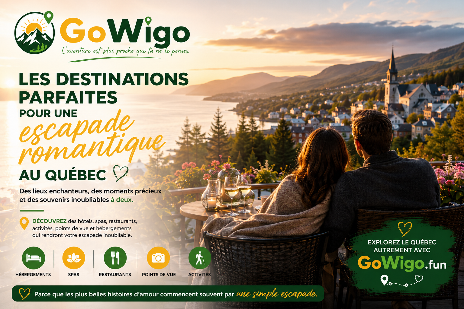 Les destinations parfaites pour une escapade romantique au Québec
