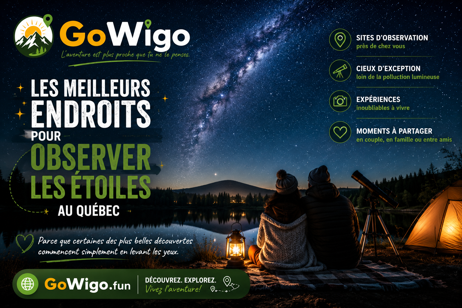 Les meilleurs endroits pour observer les étoiles au Québec