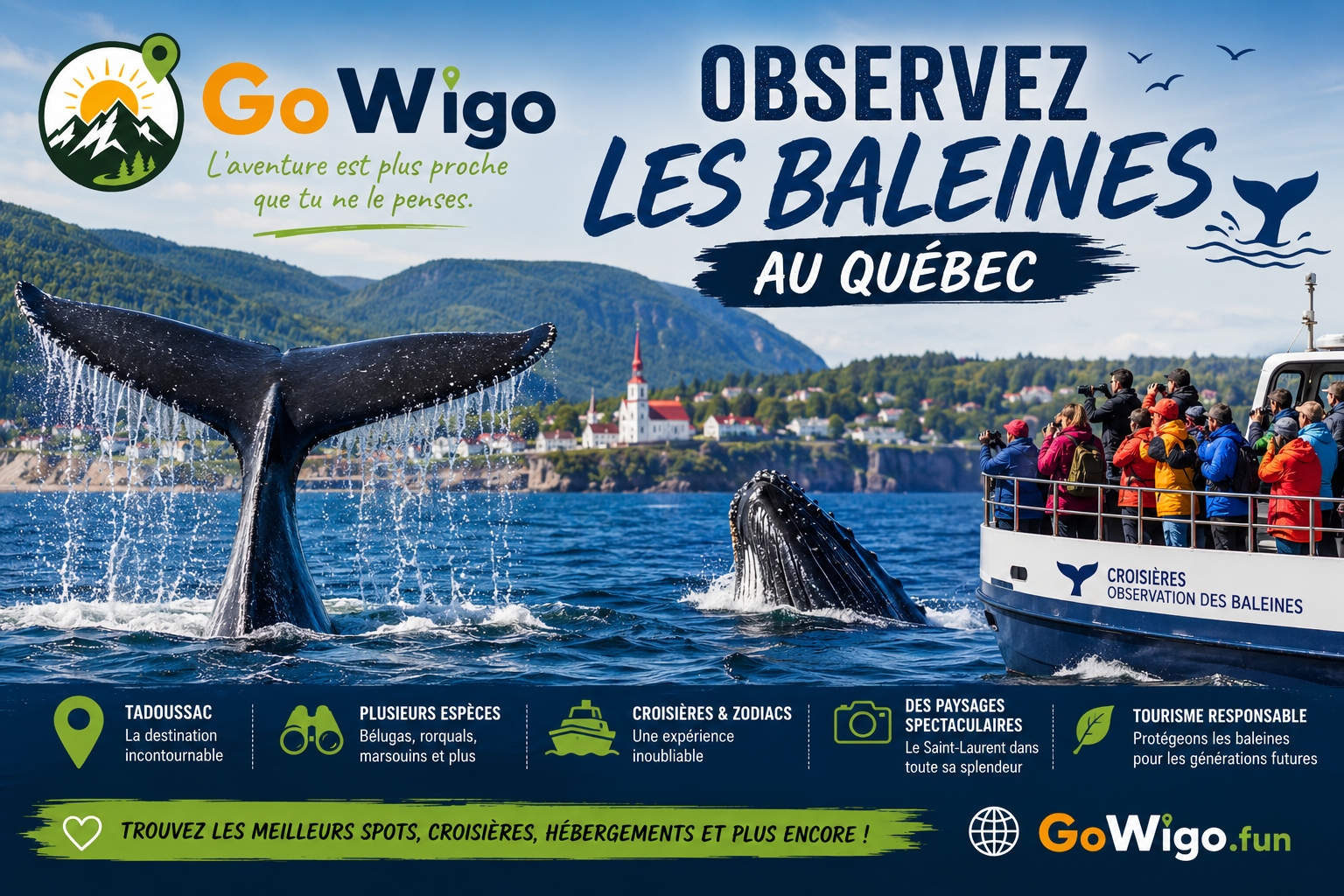 Les meilleurs endroits pour observer les baleines au Québec