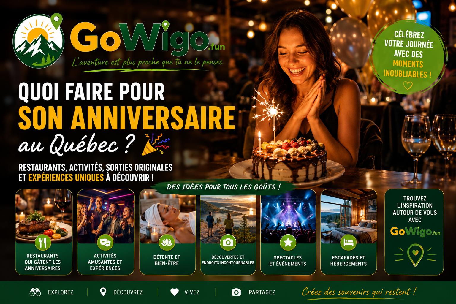 Que faire le jour de son anniversaire au Québec? Des idées pour rendre sa journée spéciale