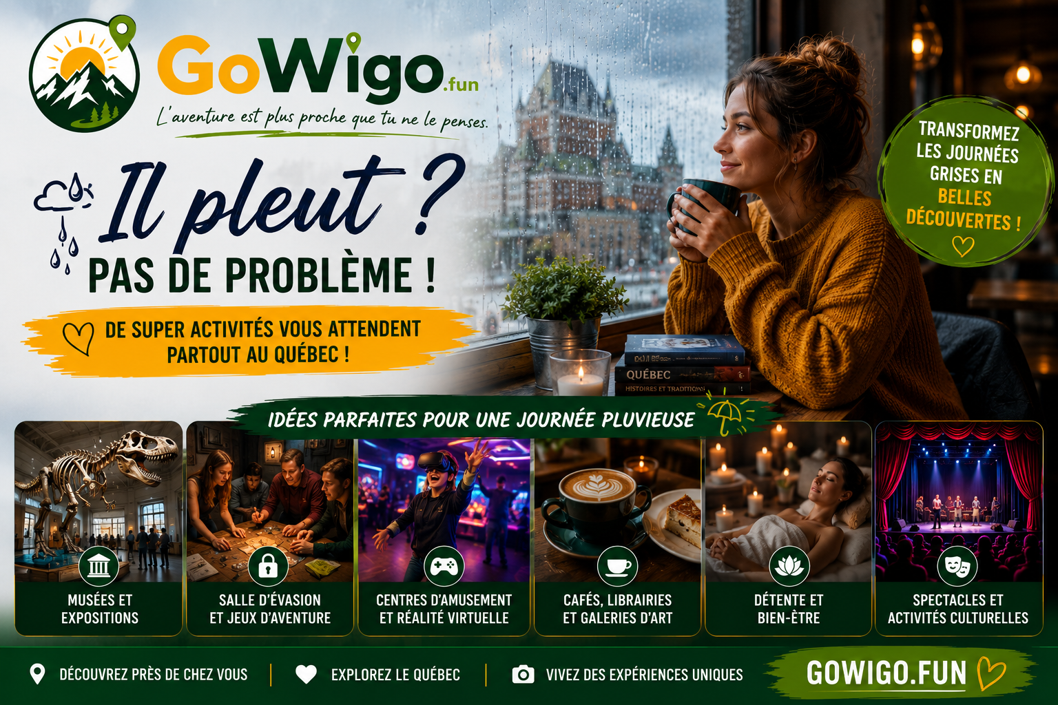 Les activités parfaites à faire quand il pleut au Québec